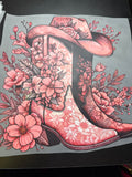 Pink floral boots